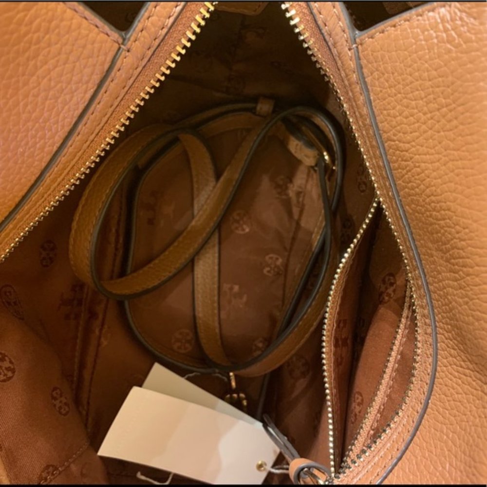 🆕 TORY BURCH Thea Mini Slouchy Satchel NWT brown - Picture 9 of 9